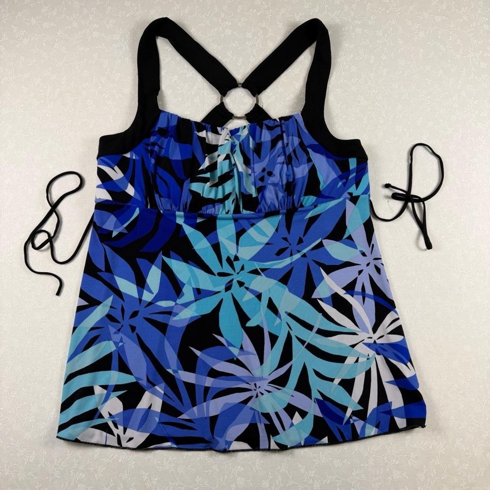 Y2K A. Byer Blue Floral Tie-Back Babydoll Top — Size M